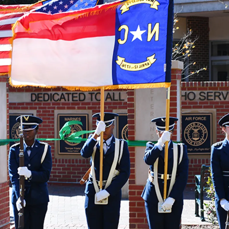 Four members of color guard for flag ceremony